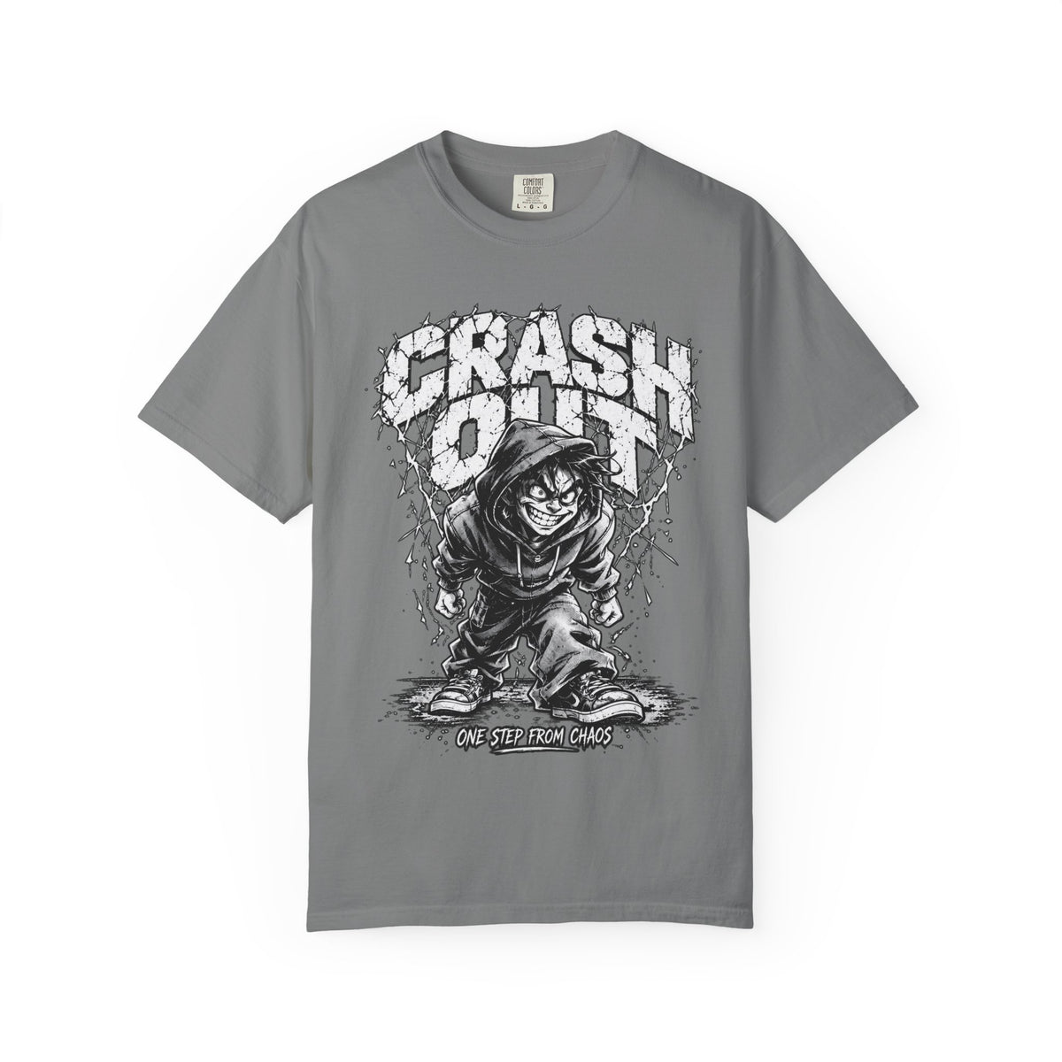 Gray | Crash Out shirt, front view