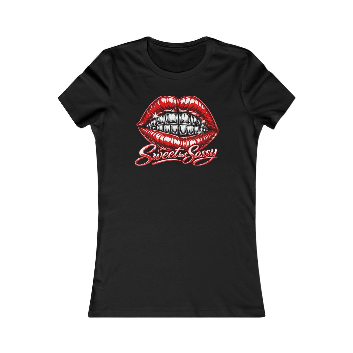 Women's Tee — Red Lip Grill Graphic "Sweet & Sassy"